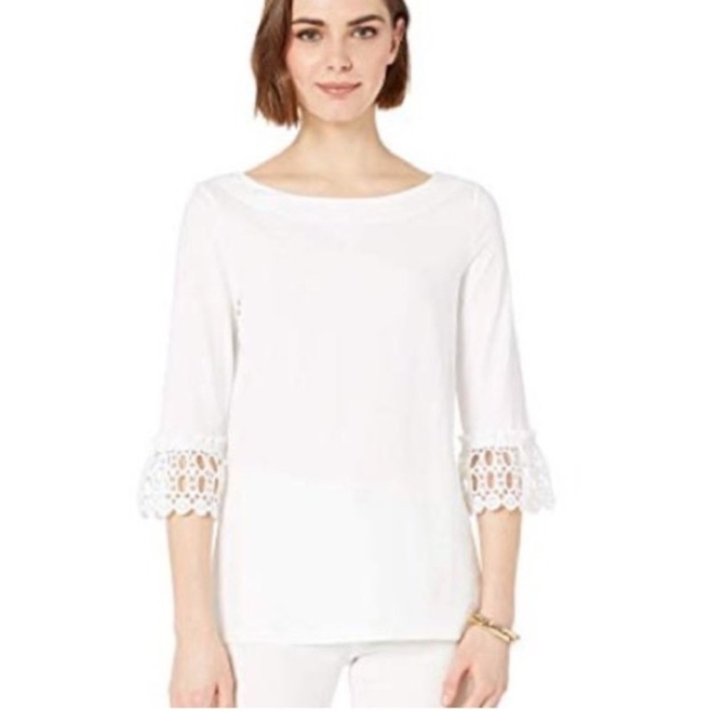 Lilly Pulitzer Waverly White Ruffle Top